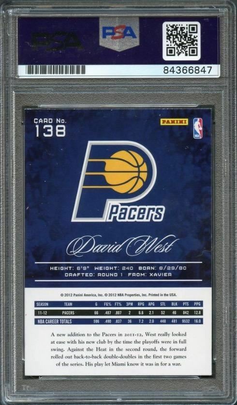 2012-13 Panini Prestige #138 David West Signed Card AUTO PSA Slabbed Pacers