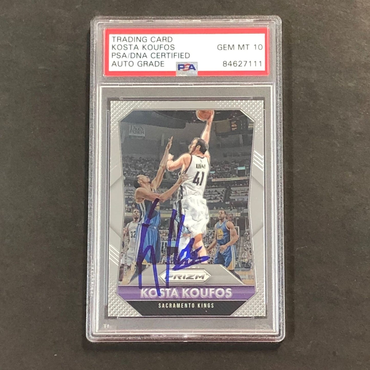 2015-16 Panini Prizm #97 Kosta Koufos signed Card Auto 10 PSA Slabbed Kings