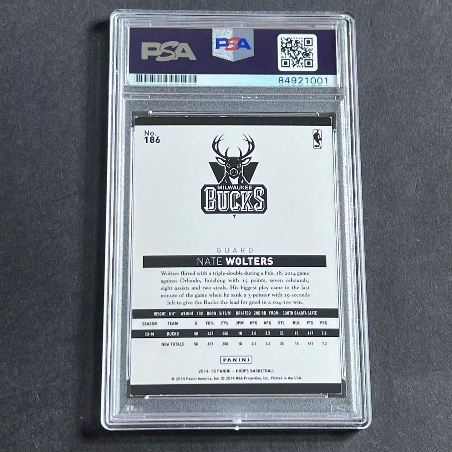 2014-15 Panini NBA Hoops #186 Nate Wolters Signed Card AUTO PSA/DNA Slabbed RC B