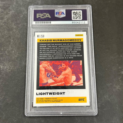 2021 Panini Chronicles Flux #250 Khabib Nurmagomedov Signed Card PSA Slabbed