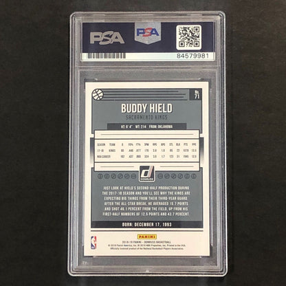 2018-19 Panini Donruss #71 Buddy Hield Signed Card AUTO PSA Slabbed Kings