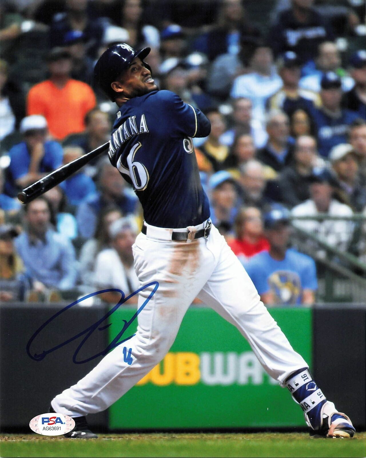 Domingo Santana signed 8x10 photo PSA/DNA Milwaukee Brewers Autographed