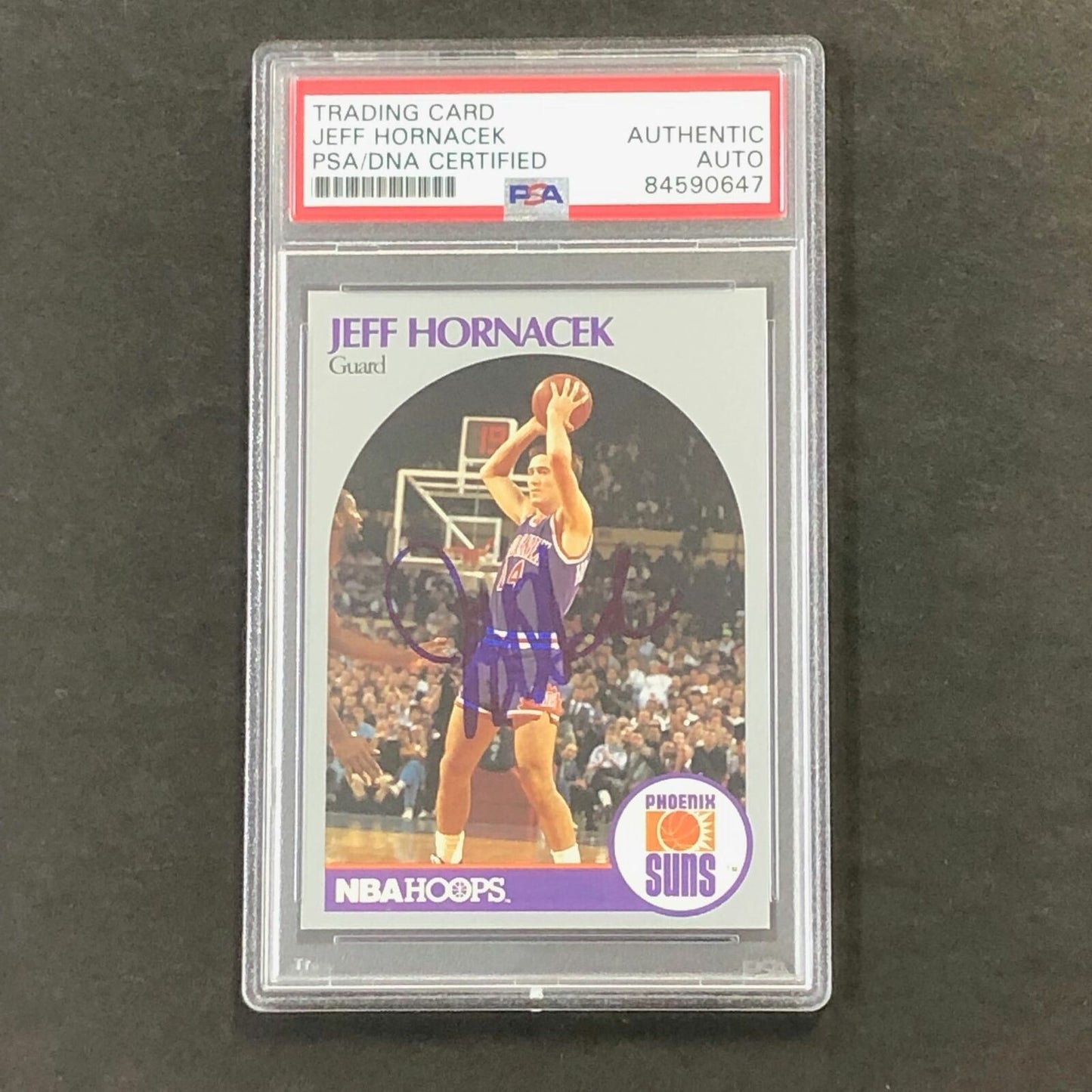 1990-91 NBA Hoops #76 Jeff Hornacek Signed AUTO PSA Slabbed Suns