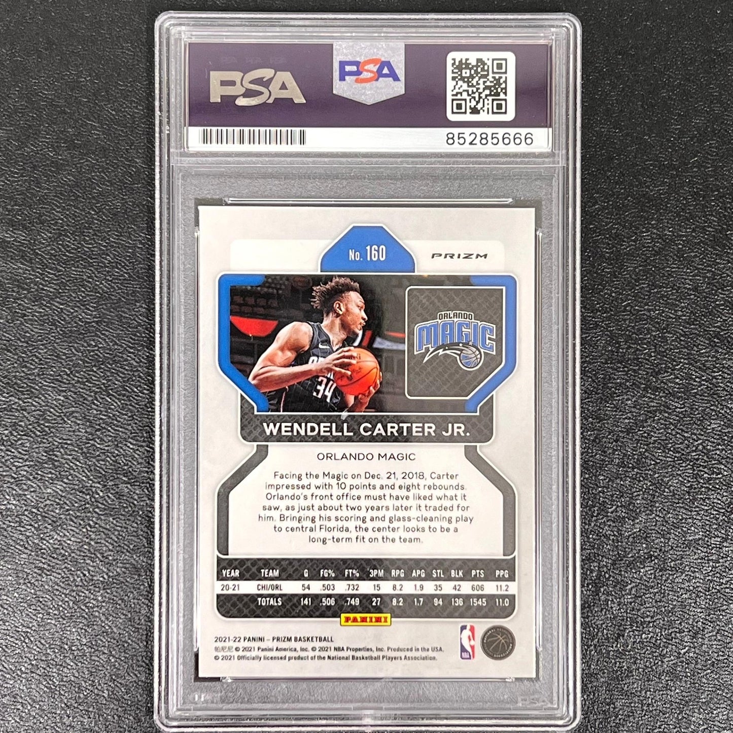 2021-22 Panini Prizm #160 Wendell Carter Jr Signed Card PSA/DNA AUTO PSA Slabbed