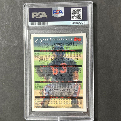 1995 Topps Prospects #599 Johnny Damon Signed Card Auto PSA Slabbed Royals