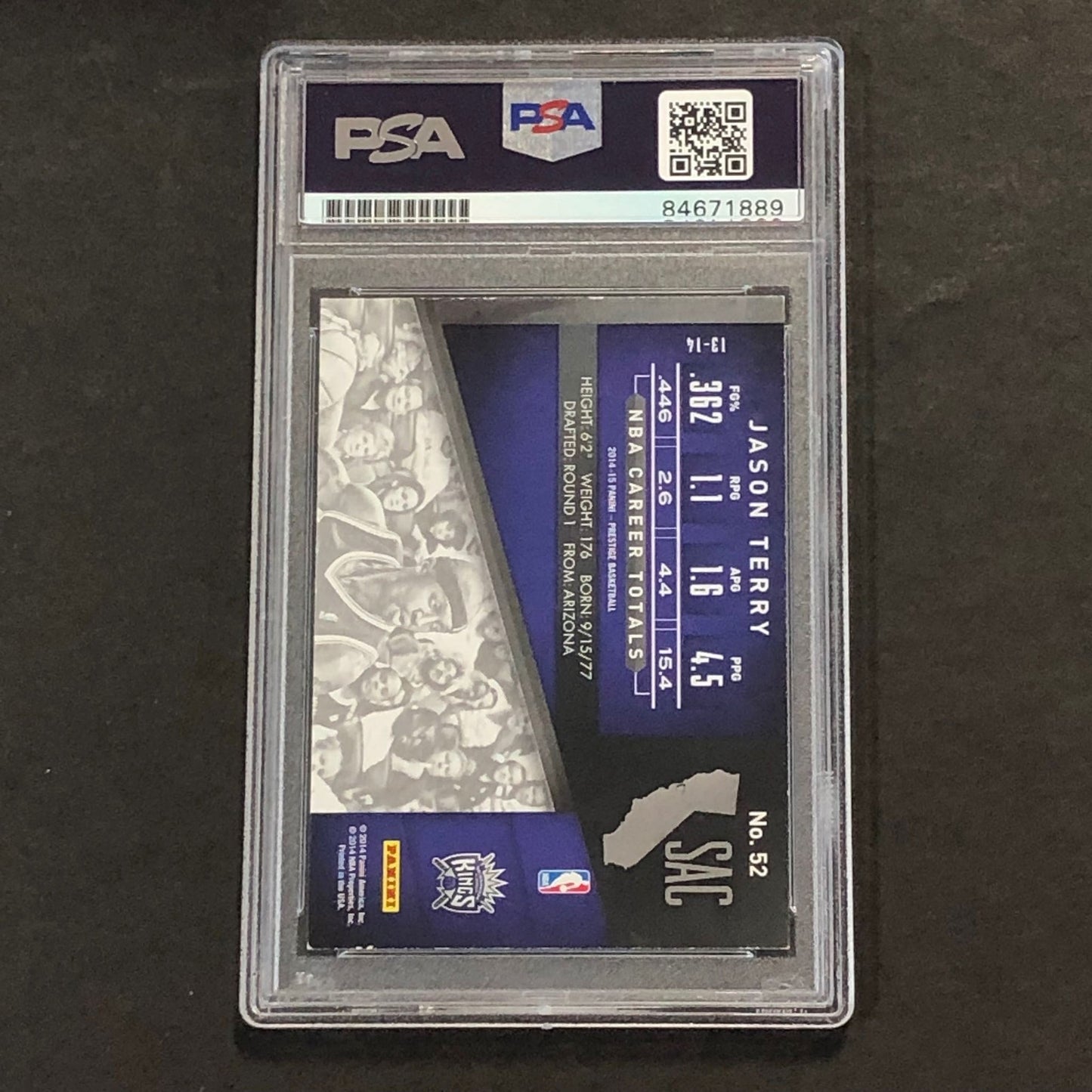 2014-15 Panini Prestige #52 Jason Terry Signed Card PSA Slabbed Kings