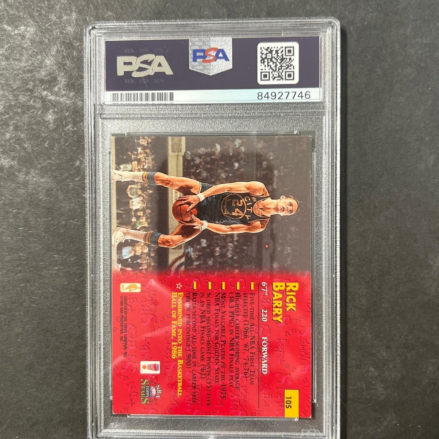 1996-97 Topps Stars #105 Rick Barry Signed Card AUTO 10 PSA Slabbed Warriors