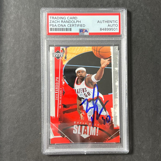 2005-06 Upper Deck Slam #72 Zach Randolph signed Card Auto PSA/DNA Slabbed Trail