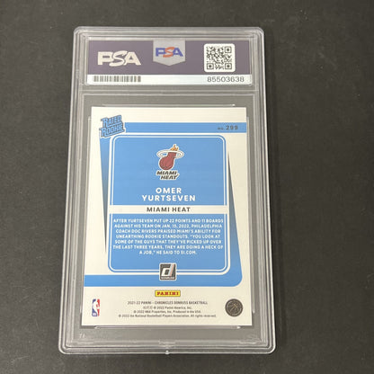 2021-22 Panini Chronicles Donruss #299 Omer Yurtseven signed card PSA Miami Heat
