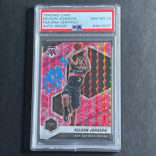 2020-21 Panini Mosaic #136 Keldon Johnson Signed Card Auto Grade 10 PSA Slabbed