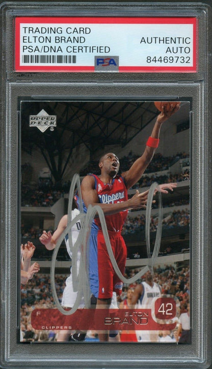 2002-03 Upper Deck #60 Elton Brand Signed Card AUTO PSA Slabbed Clippers