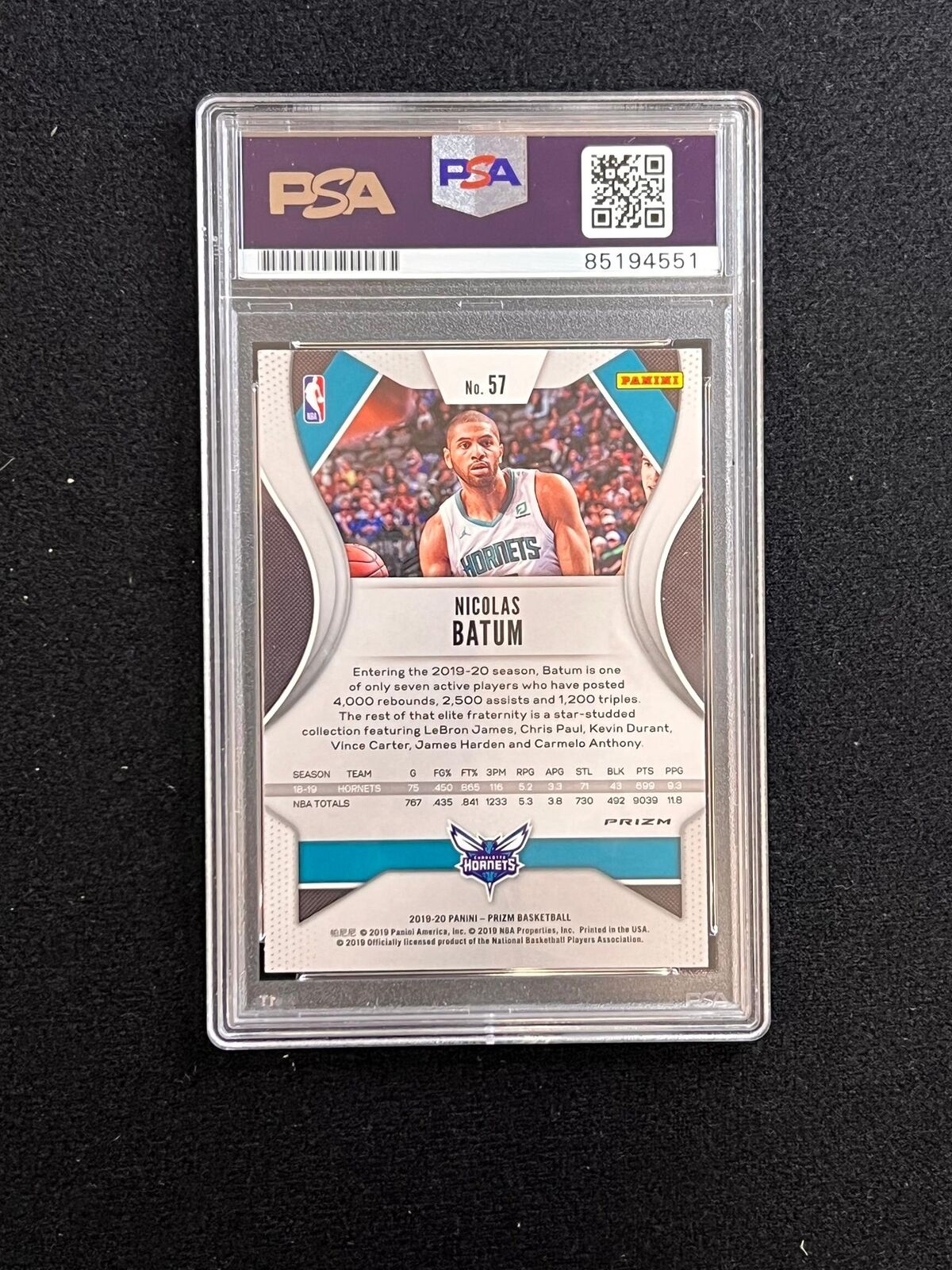 2019-20 Panini Prizm Silver #57 Nicolas Batum Signed Card AUTO 10 PSA Slabbed Ho