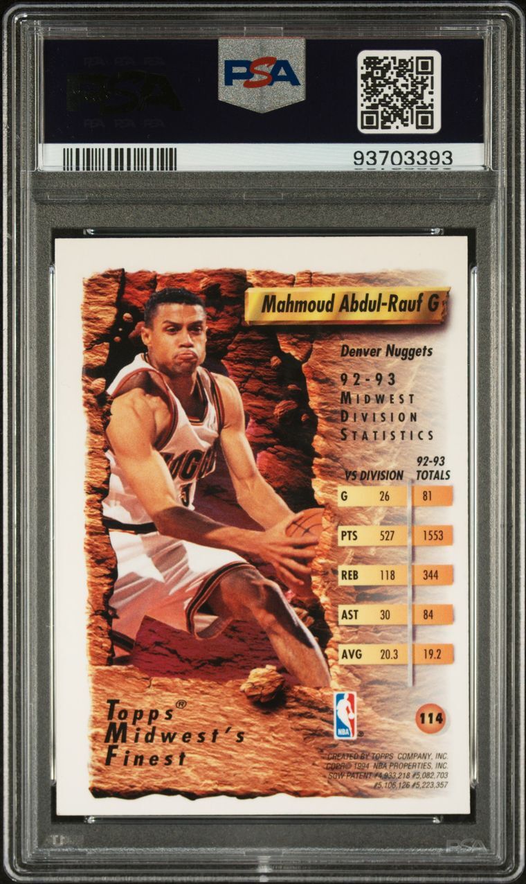 1993 Finest #114 Mahmoud Abdul-Rauf Signed Card Authentic AUTO 10 PSA/DNA Slabbe