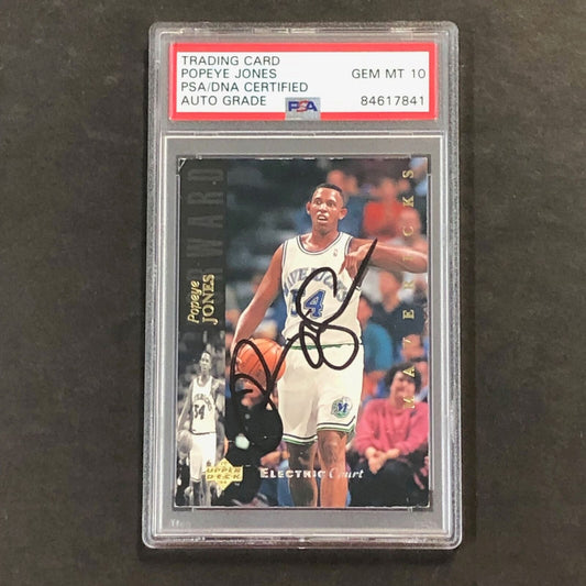 1994-95 Upper Deck #11 Popeye Jones Signed Card AUTO 10 PSA Slabbed Mavericks
