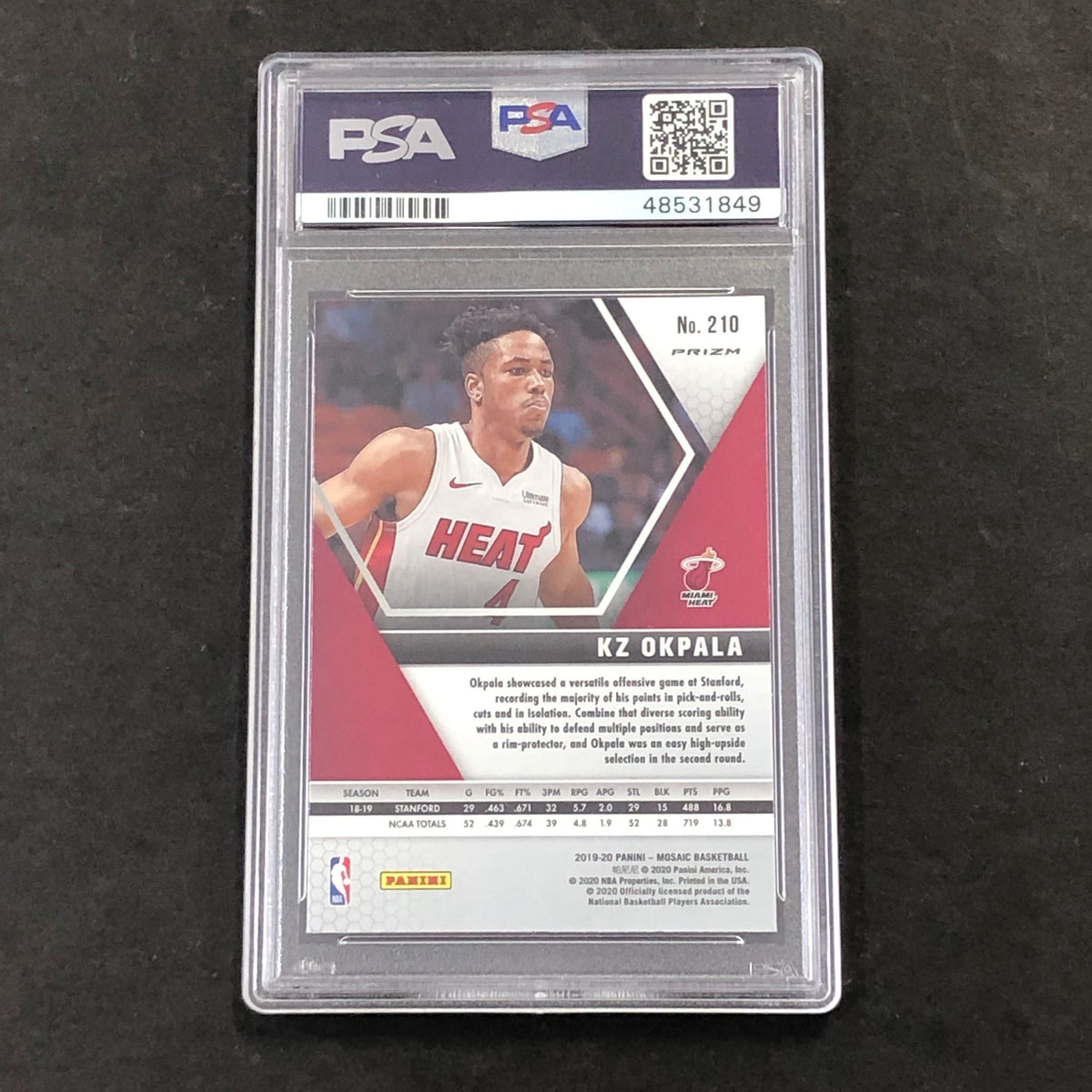2019 Panini Mosaic #210 KZ OKPALA PSA 8 NM-MT Pink Camo