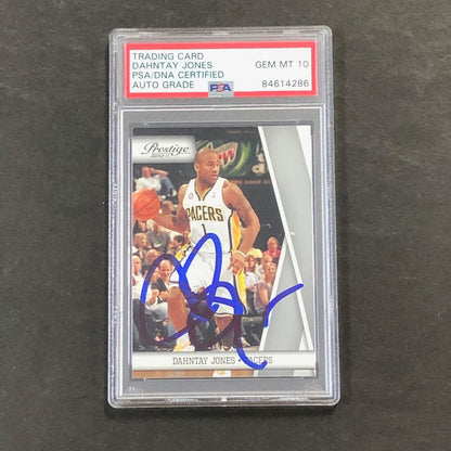 2010-11 Panini Prestige #41 Dahntay Jones Signed Card AUTO 10 PSA Slabbed Pacers