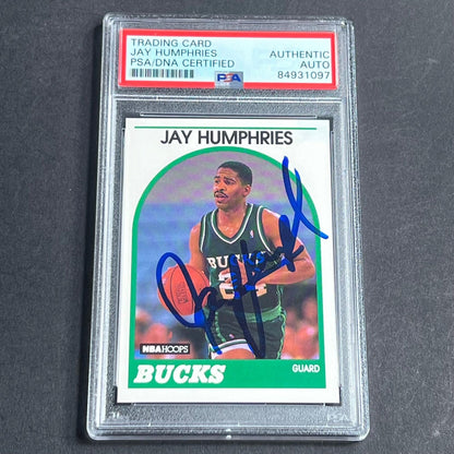 1989-90 NBA Hoops #298 Jay Humphries Signed Card AUTO PSA Slabbed Bucks