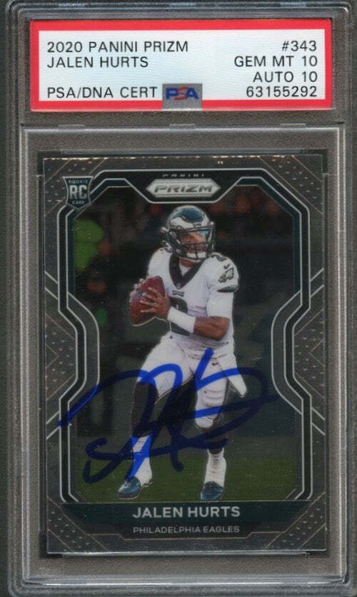 2020 Panini Prizm #343 Jalen Hurts PSA 10 Auto Grade 10 Slabbed Signed Rookie Ca