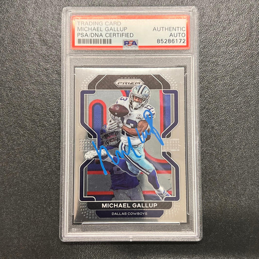 2021 Panini Prizm Football #240 Michael Gallup Signed Card AUTO PSA slabbed Dall