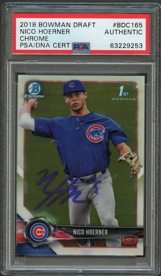 2018 Bowman Draft BD-165 Chrome Nico Hoerner Signed Card PSA Slabbed Auto Cubs