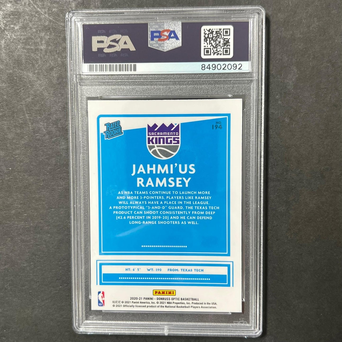 2020-21 Panini Donruss Optic #194 Jahmius Ramsey Signed Card AUTO PSA Slabbed Ki
