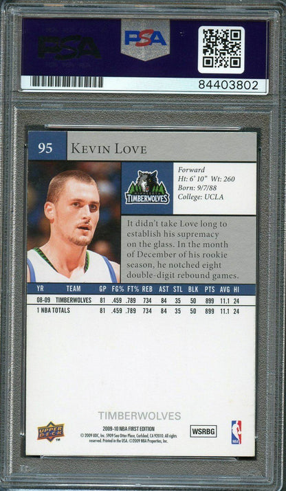 2009-10 Upper Deck First Edition #95 Kevin Love Signed Card AUTO PSA Slabbed Tim