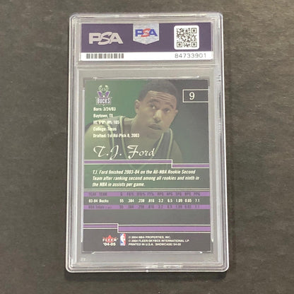 2004-05 Fleer Showcase #9 TJ Ford Signed Card Auto 10 PSA/DNA Slabbed Bucks