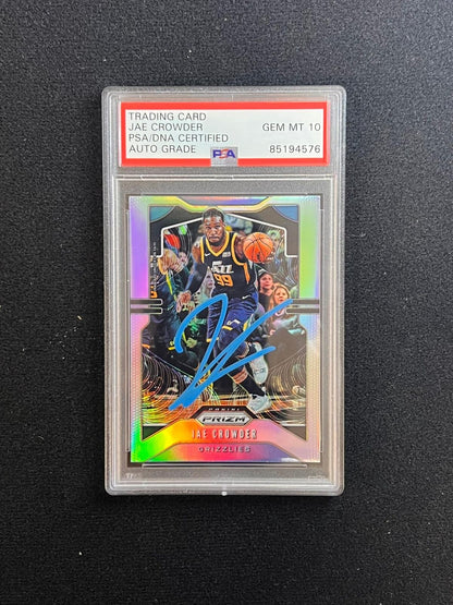 2019-20 Panini Prizm #227 Jae Crowder Signed Card AUTO 10 PSA Slabbed Grizzlies