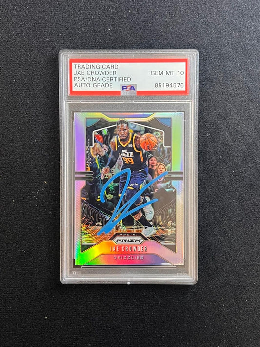 2019-20 Panini Prizm #227 Jae Crowder Signed Card AUTO 10 PSA Slabbed Grizzlies