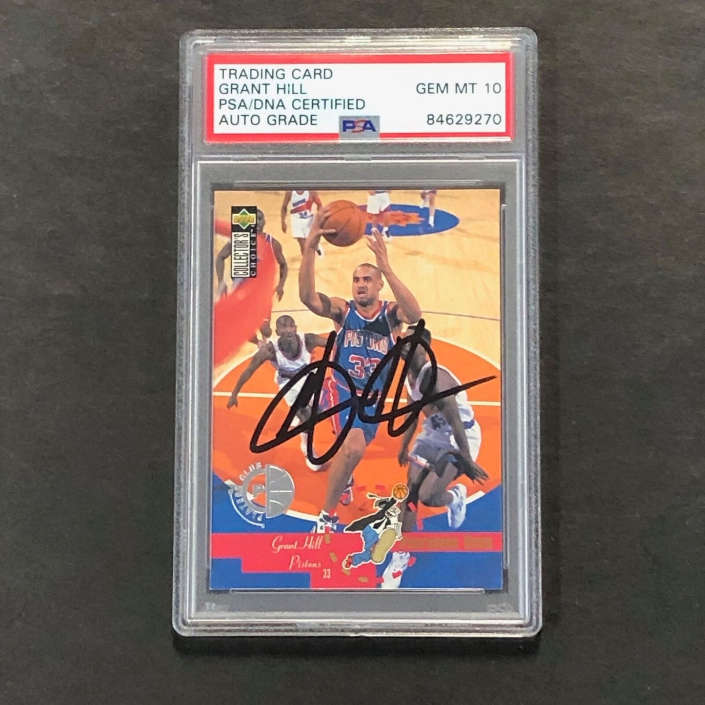 1995-96 Upper Deck Collectors Choice #198 Grant Hill Auto Signed Card PSA/DNA En