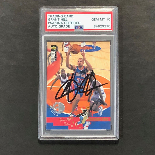 1995-96 Upper Deck Collectors Choice #198 Grant Hill Auto Signed Card PSA/DNA En