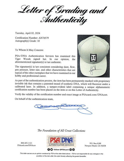 Tiger Woods Signed Hat PSA/DNA Auto Grade 10 PGA Tour Autographed Golf