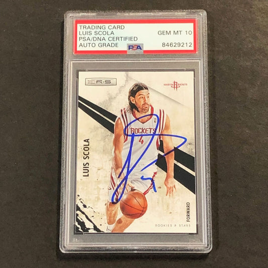 2009-10 Panini #50 Luis Scola Signed Card AUTO PSA/DNA Slabbed Rockets