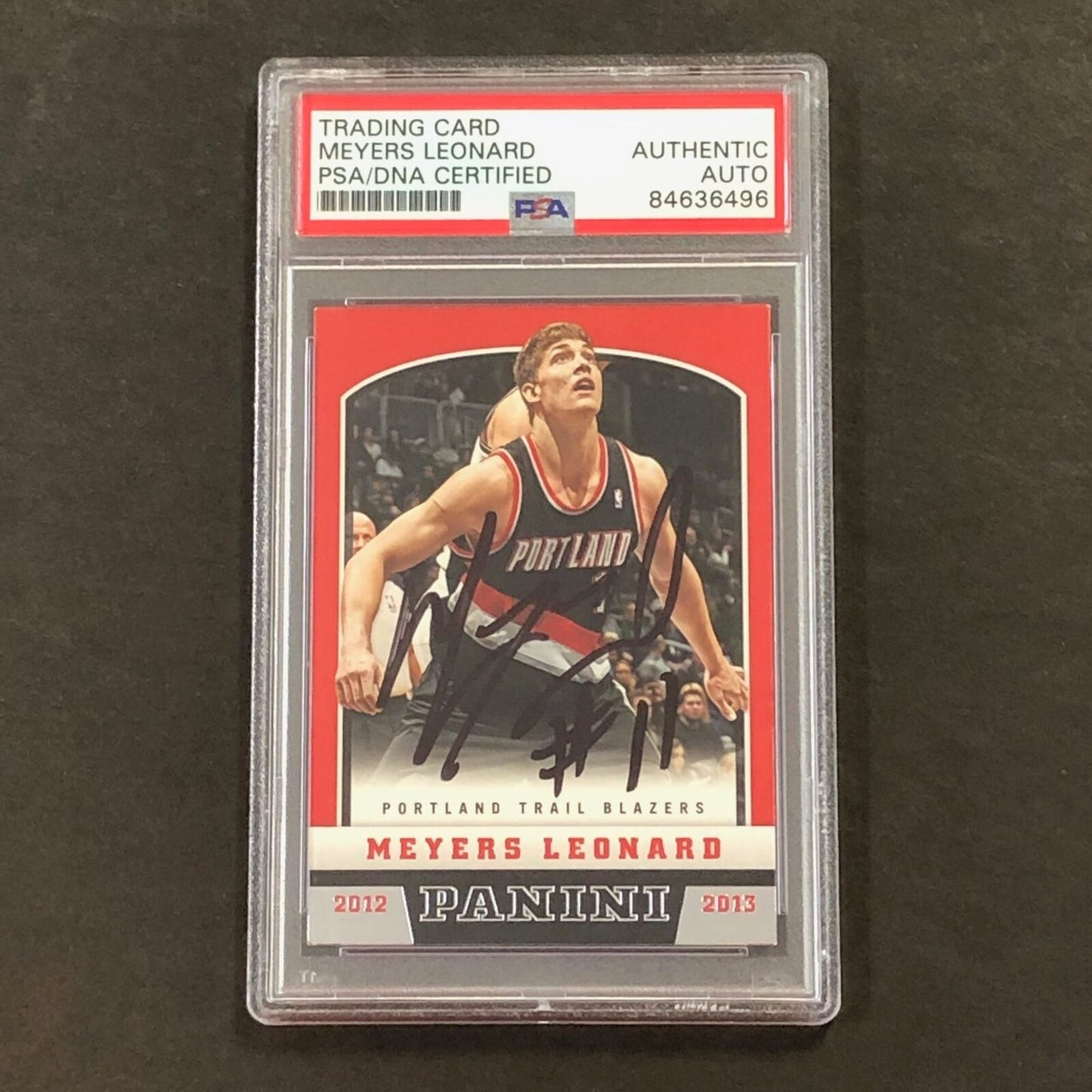 2012-13 Panini #208 Meyers Leonard Signed Card AUTO PSA Slabbed Trail Blazers