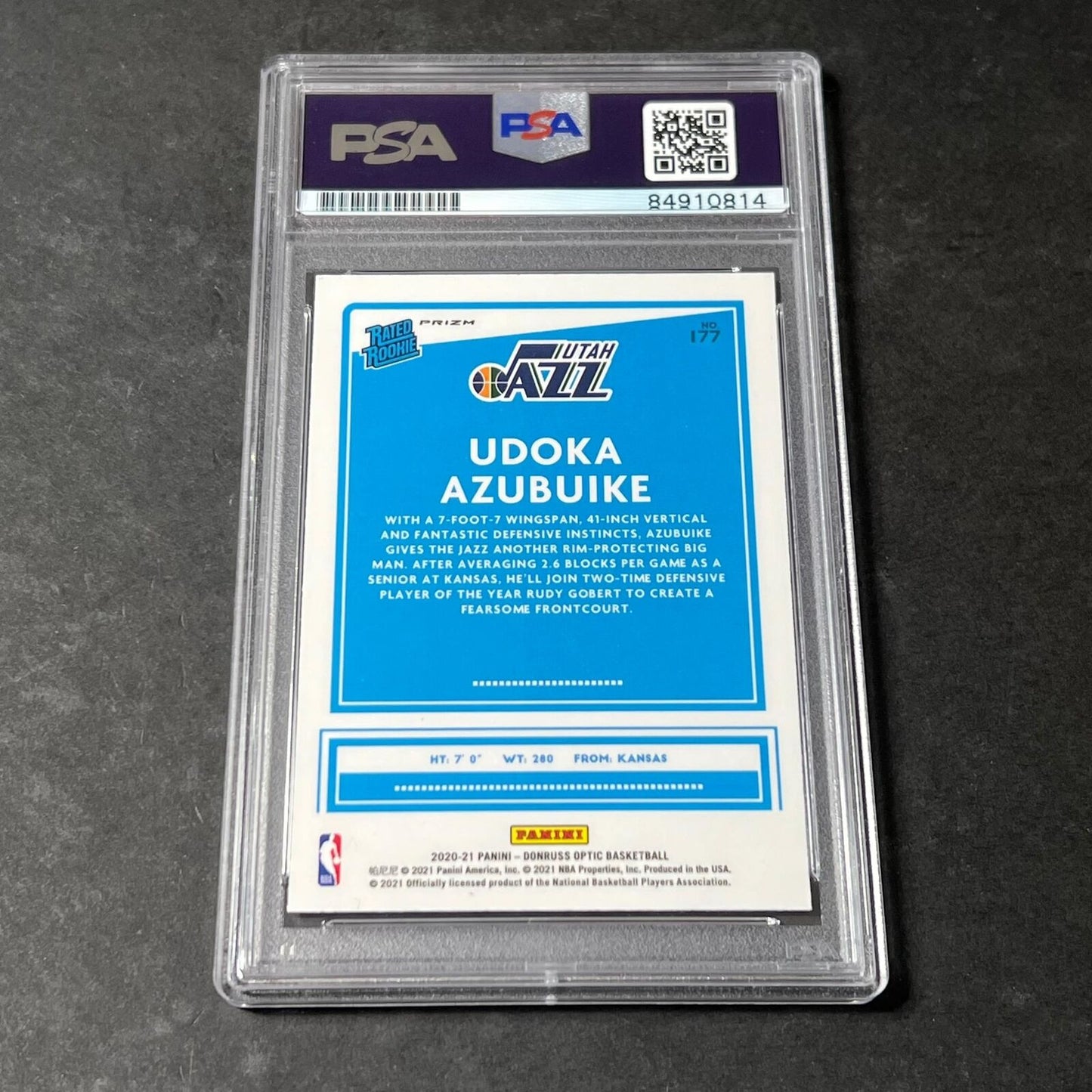 2020-21 Panini Donruss Optic #177 Udoka Azubuike AUTO 10 Signed Card PSA/DNA Enc
