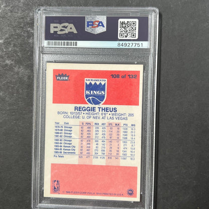 1986 Fleer #108 Reggie Theus Signed Card AUTO 10 PSA Slabbed Kings