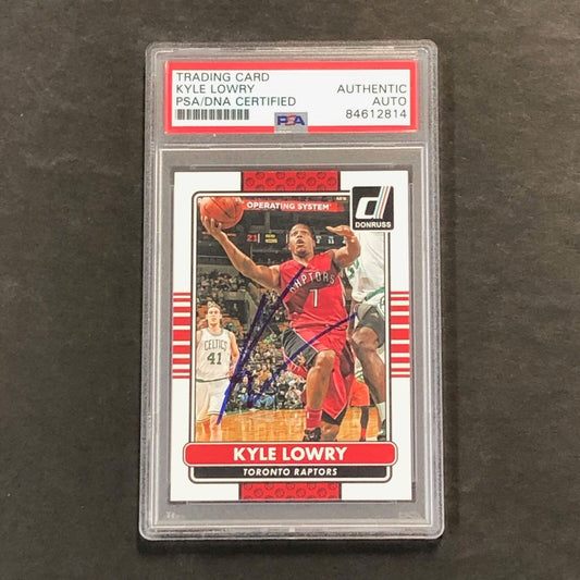 2014-15 Panini Donruss #29 Kyle Lowry Signed Card AUTO PSA Slabbed Raptors