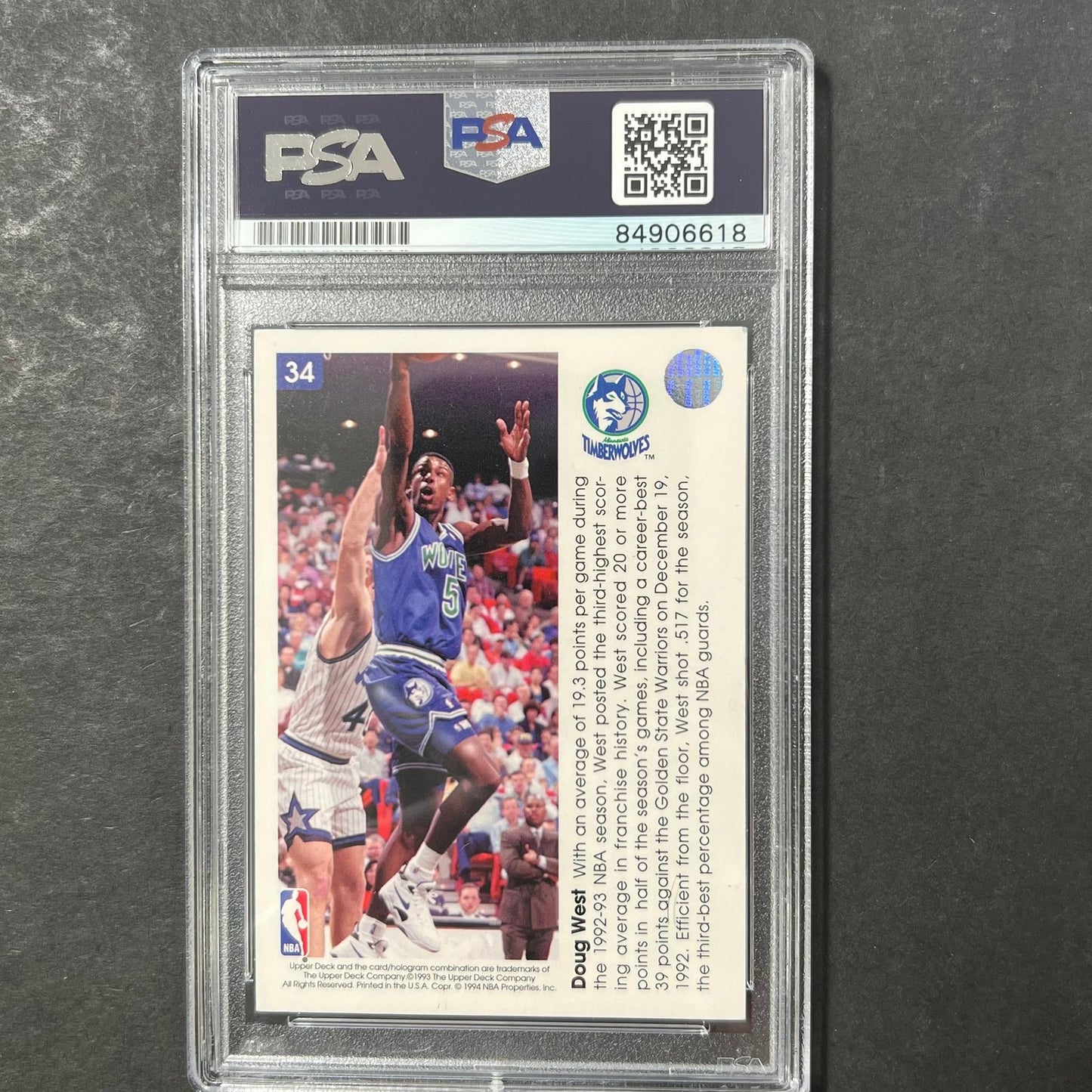 1993-94 Upper Deck #34 Doug West Signed Card AUTO PSA Slabbed Minnesota Timberwo