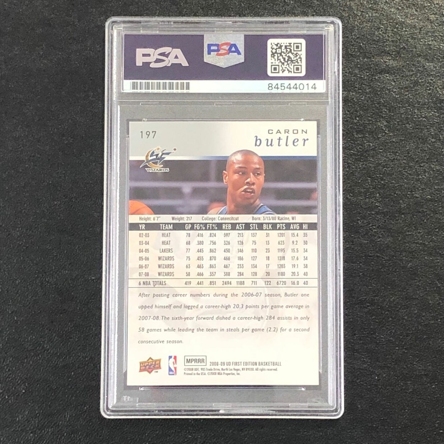 2008-09 Upper Deck First Edition #197 Caron Butler Signed Card AUTO PSA Slabbed