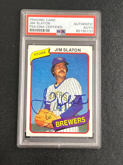 1980 Topps #24 Jim Slaton Signed Card PSA/DNA Slabbed Auto Brewers