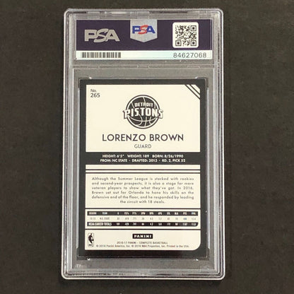 2016-17 Panini Complete #265 Lorenzo Brown Signed Card AUTO 10 PSA Slabbed Pisto