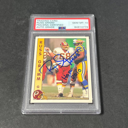 1992 Pacific Trading Card #312 Russ Grimm Signed Card AUTO 10 PSA Slabbed Washin