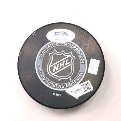 David Pastrnak signed Hockey Puck PSA/DNA Boston Bruins Autographed