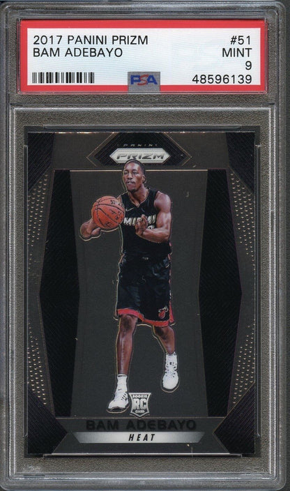 2017 Panini Prizm #51 Bam Adebayo PSA 9 Mint RC Miami Heat