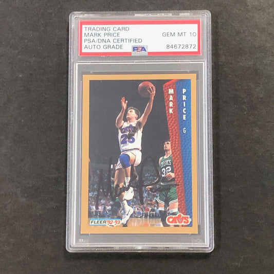 1992-93 Fleer #43 Mark Price Signed Card PSA AUTO 10 Slabbed Cavaliers