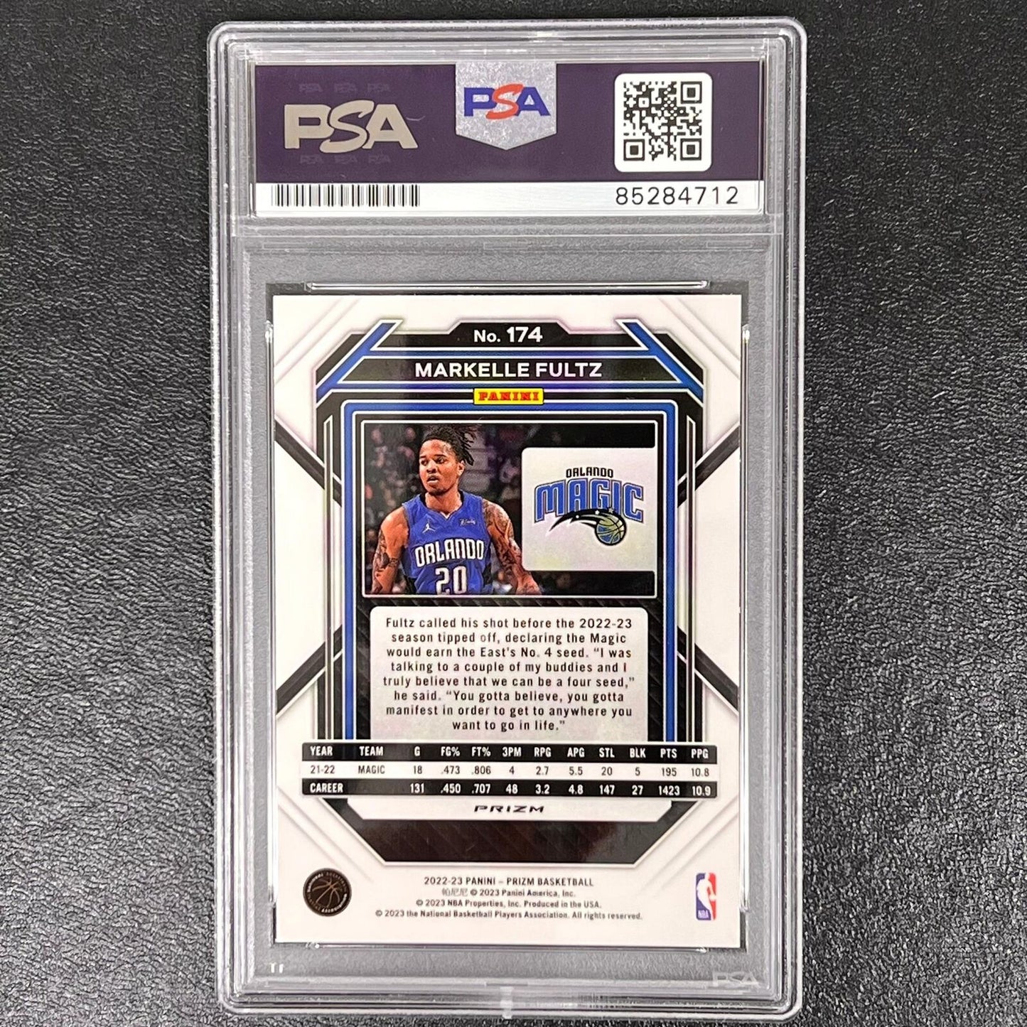 2022-23 Panini Prizm #174 MARKELLE FULTZ Signed Card AUTO PSA Slabbed Magic