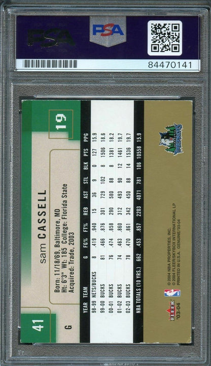 2003-04 Fleer Genuine #41 Sam Cassell Signed Card AUTO PSA Slabbed Minnesota Tim