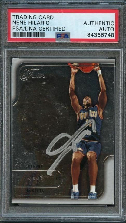 2003-04 Flair Basketball #79 Nene Signed AUTO PSA Slabbed Nuggets