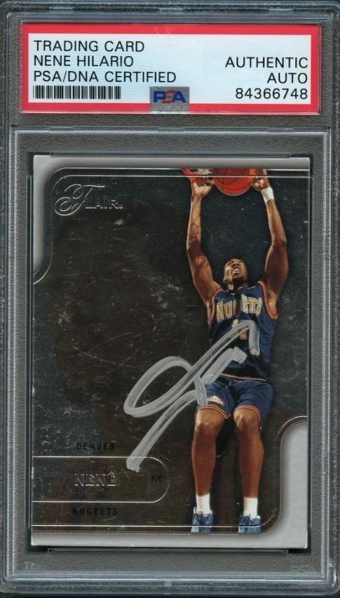 2003-04 Flair Basketball #79 Nene Signed AUTO PSA Slabbed Nuggets