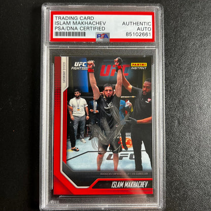 2021 Panini Instant #26 Islam Makhachev Signed Card AUTO PSA Slabbed